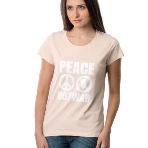Myntra Women Peace Not War Peach T-shirt