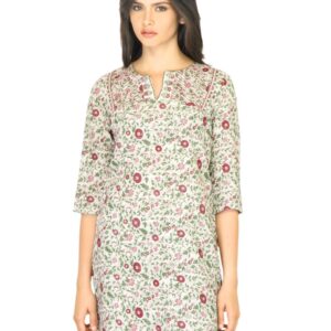 W Women Floral Print Green Kurta
