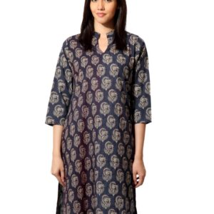 Fabindia Women Printed Navy Blue Kurta