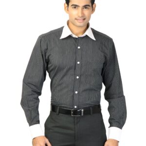 Genesis Black Striped Formal Shirt
