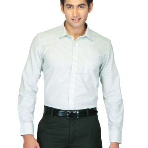 Mark Taylor Men White Green Striped Shirts