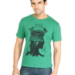 Peter England Men Printed Green TShirt