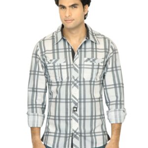 United Colors of Benetton Men Check Grey Shirt