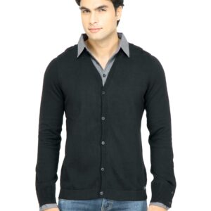 s.Oliver Men Solid Black Sweater