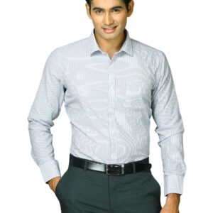 John Miller Men White Striped Shirt