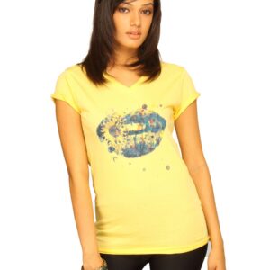 Wrangler Women's Lip Print Yellow T-shirt