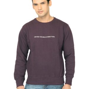 United Colors of Benetton Men Solid Purple Sweatshirt