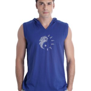 Urban Yoga Men Printed Blue T-shirt