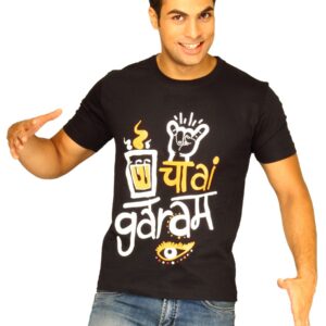 Myntra Men's Chai Garam Black T-shirt