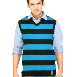 ADIDAS Men Stripes Blue Sweaters