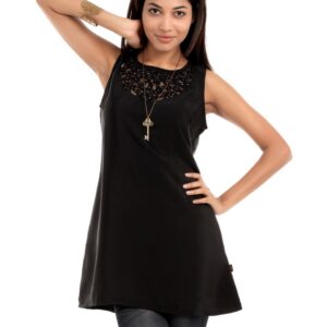 109F Women Black Embellished Tunic