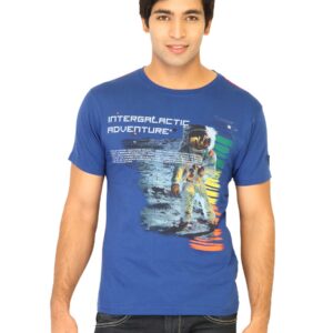 Flying Machine Men Printed Blue Tshirts