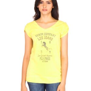 Lee Women Printed Yellow Tshirts