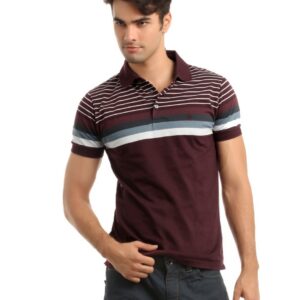 French Connection Men Maroon Striped T-shirt