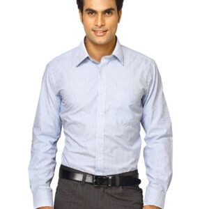 Mark Taylor Men Blue Striped Shirt