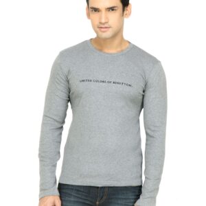 United Colors of Benetton Men Solid Grey T-shirt