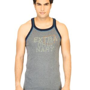 Facit Men Square Neck Grey Innerwear Vest