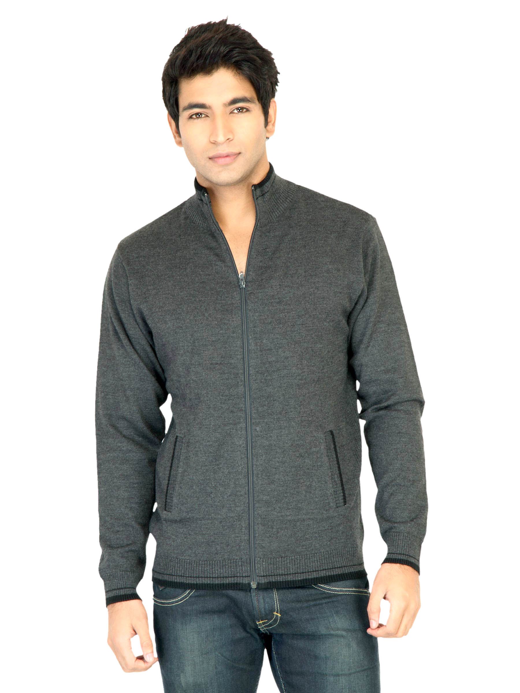 Turtle Solid Men Grey Sweaters