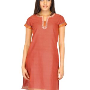Vishudh Women Cotton Silk Maroon Kurtas