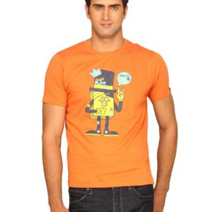 Probase Men's Crack Print Reign Of Rock & Roll Orange T-shirt