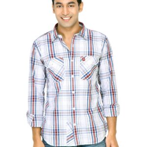 Basics Men White Slim Fit Checked Shirt