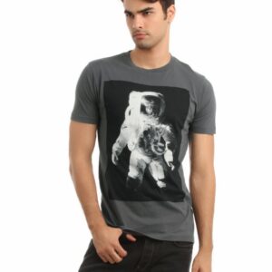 French Connection Men Charcoal Printed T-shirt