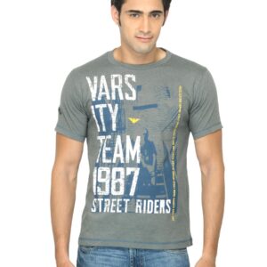 Classic Polo Men Printed Grey T-shirt