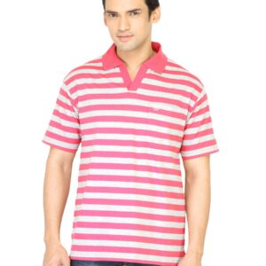 Classic Polo Men Striped Pink Tshirt