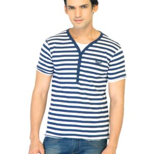 Flying Machine Men Stripes Blue Tshirts