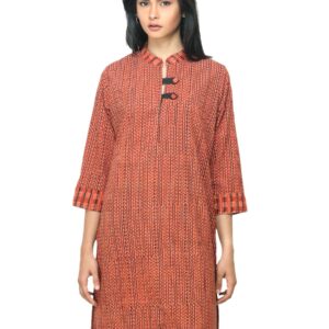 Fabindia Women Orange Hand Block Printed Kurti