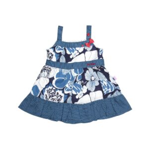 Doodle Kids Girl Printed Blue Dress