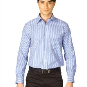 Mark Taylor Men Blue Striped Shirt