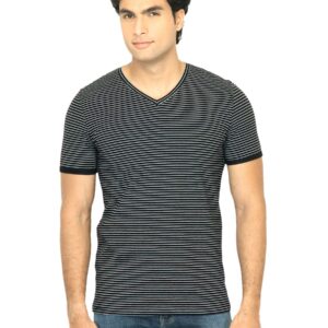 United Colors of Benetton Men Stripes Black Tshirt