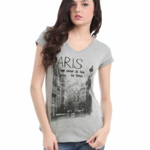 Tokyo Talkies Women Grey Melange Printed Top