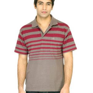 Classic Polo Men Striped Maroon Tshirt
