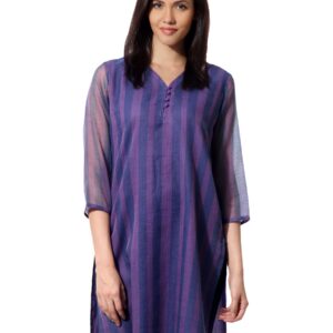 Fabindia Women Striped Blue Kurta