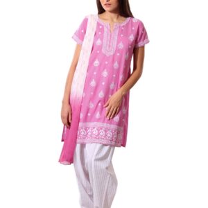 Aneri Women Pink & White Salwar Suit
