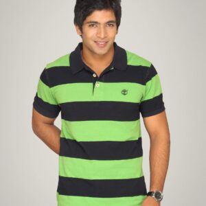 Timberland Men's Rugby Stripe Pique Polo Kiwi Green T-shirt