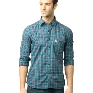 U.S. Polo Assn. Men Checks Green Shirt