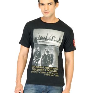 Flying Machine Men Printed Black Tshirts