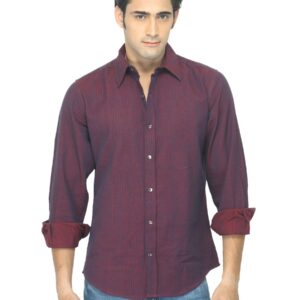 Fabindia Men Striped Maroon Shirt