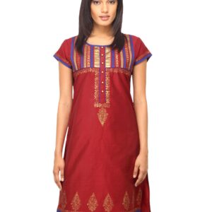 Global Desi Women Printed Maroon Kurta