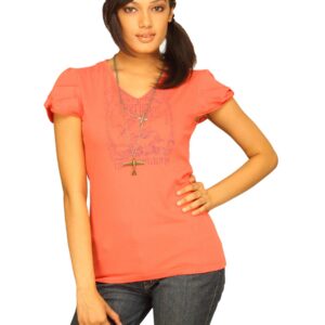 Wrangler Women's Rhythm Graphic Coral Red T-shirt