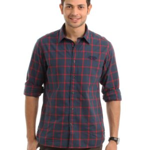Indian Terrain Men Navy Blue Check Shirt