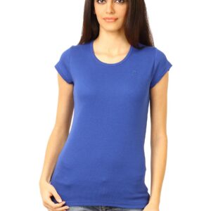 United Colors of Benetton Women Solid Blue Tshirts