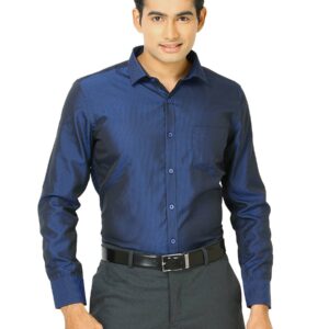John Miller Men Navy Blue Shimmer Shirt