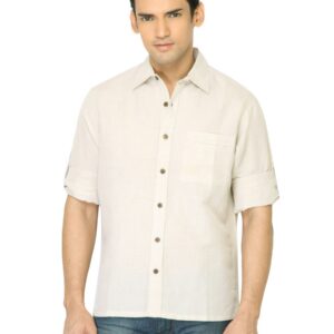 Mother Earth Men Solid Beige Shirt
