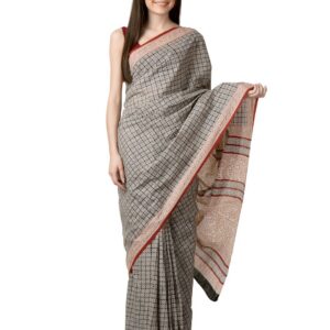 Fabindia Women H& Printed Black Sari