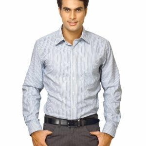 Mark Taylor Men Blue Striped Shirt
