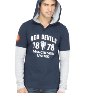 Manchester United Men Printed Navy Blue T-Shirt